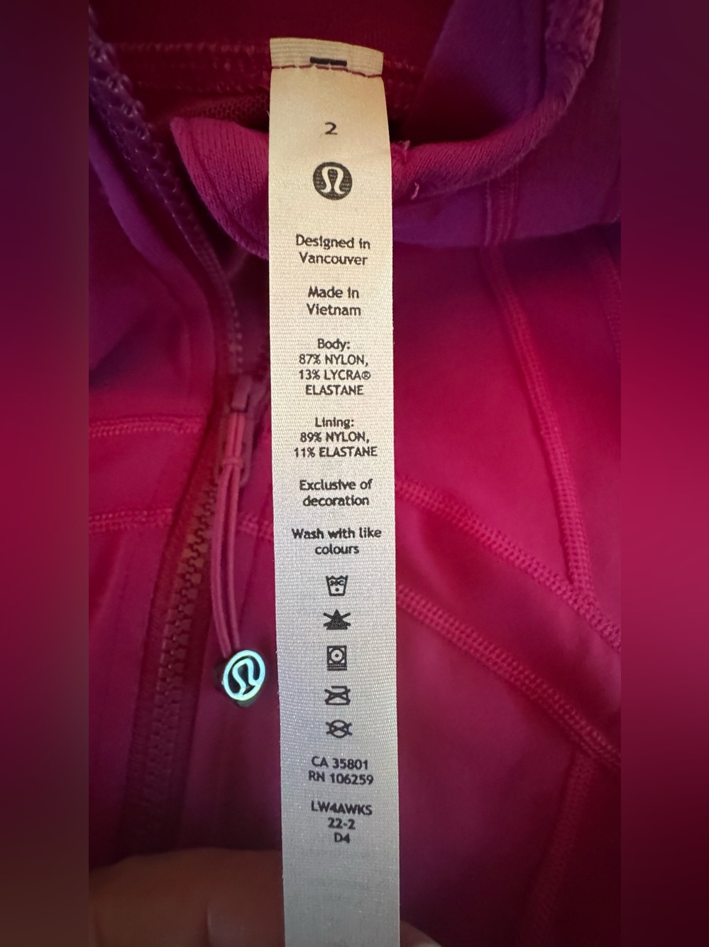 Lululemon Women's Magenta, Light Pink & Purple Zip-Up Jackets - Picture 3 of 3